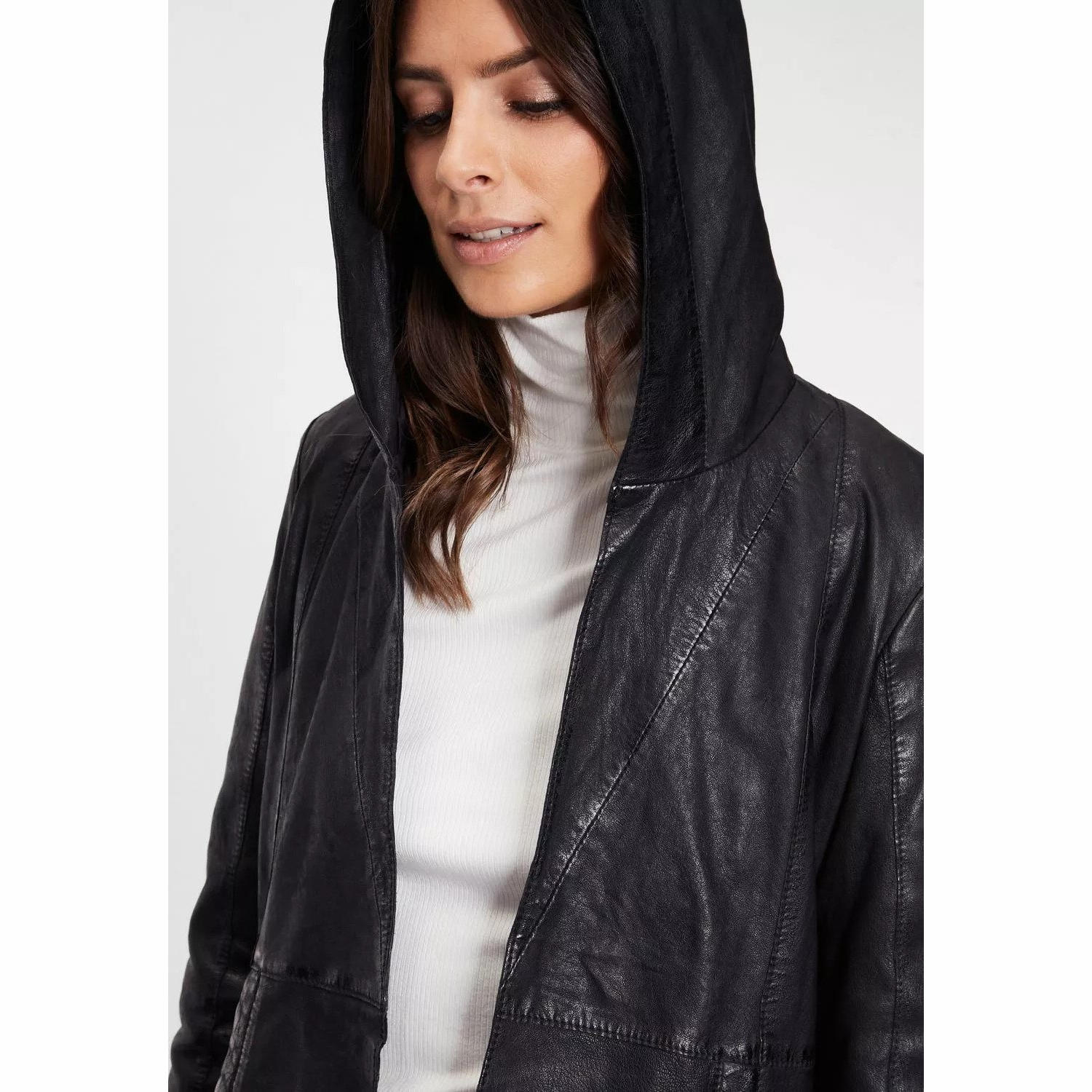 Geaca Lunga de Piele Dama Gipsy Neagra G2WVica LF LCORV – IMBRACAMINTE