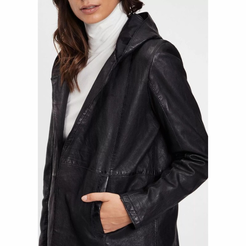 Geaca Lunga de Piele Dama Gipsy Neagra G2WVica LF LCORV – IMBRACAMINTE