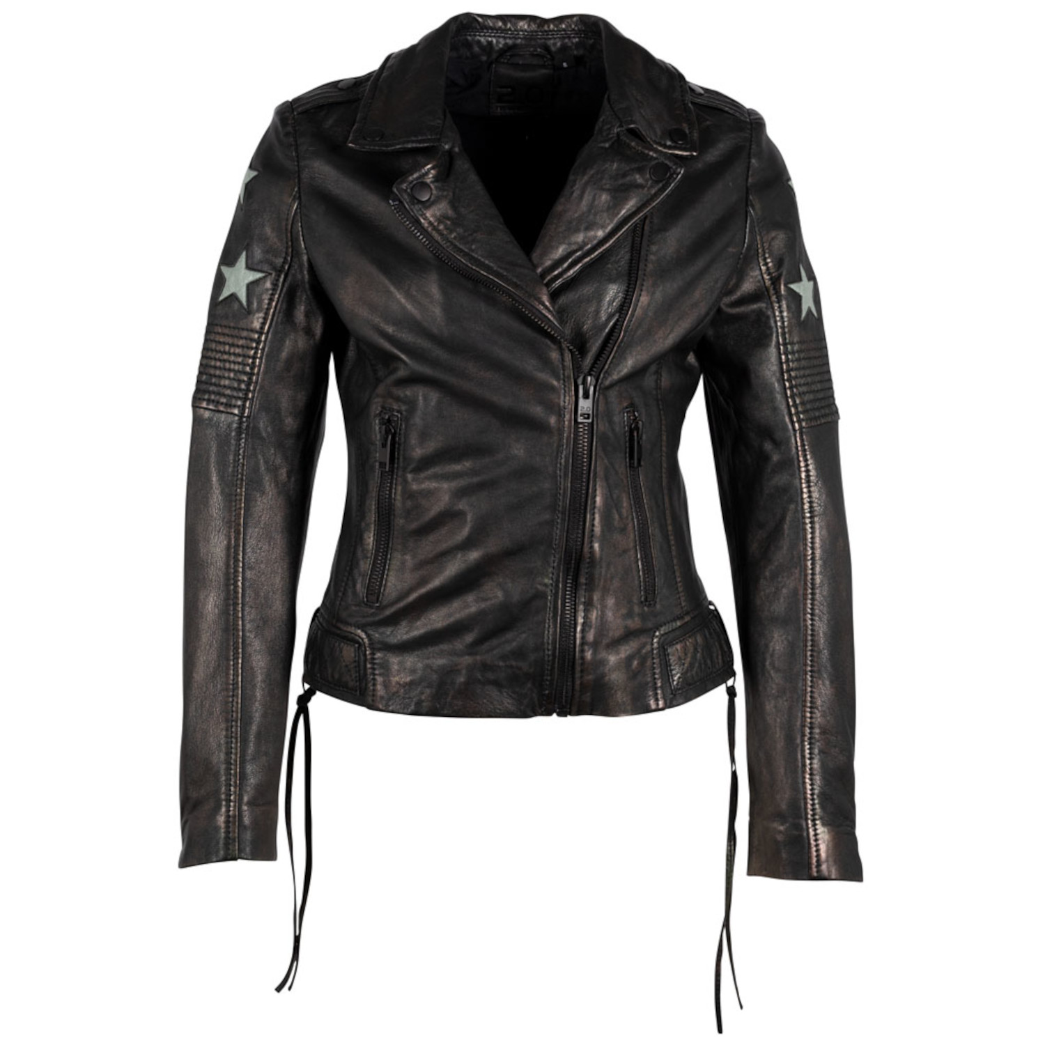 Geaca de Piele Dama Gipsy Negru/Verde Salvie G2WWona – IMBRACAMINTE