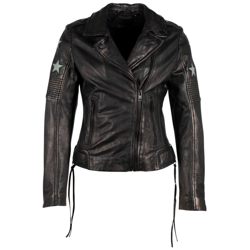 Geaca de Piele Dama Gipsy Negru/Verde Salvie G2WWona – IMBRACAMINTE