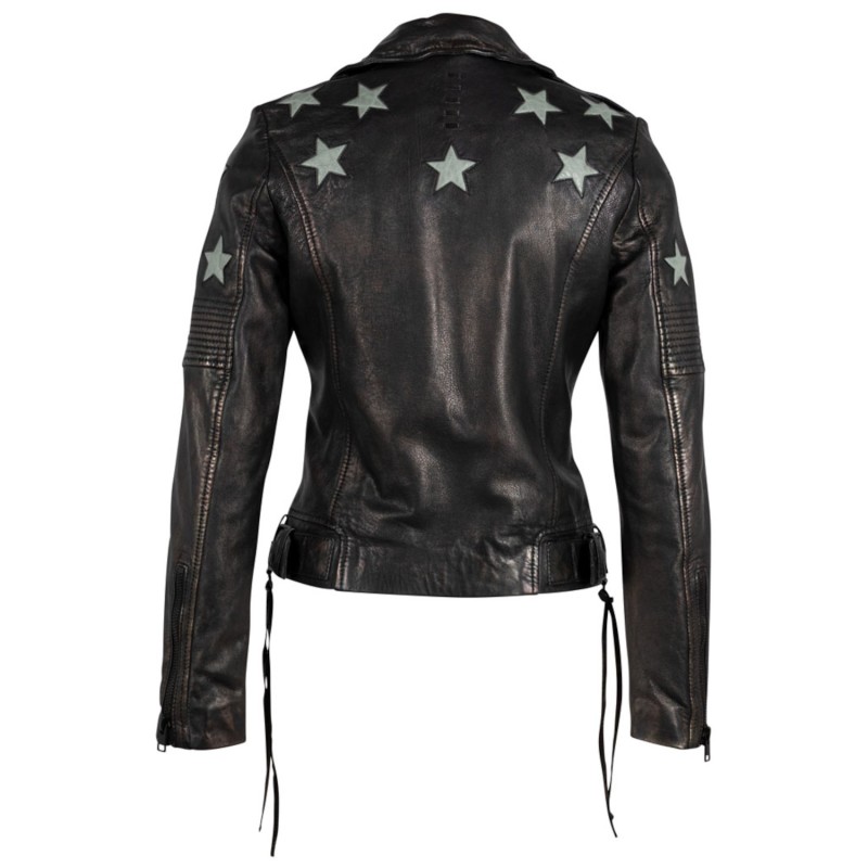 Geaca de Piele Dama Gipsy Negru/Verde Salvie G2WWona – IMBRACAMINTE