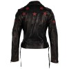 Geaca de Piele Dama Gipsy Negru/Rosu G2WWona - readytowear.ro