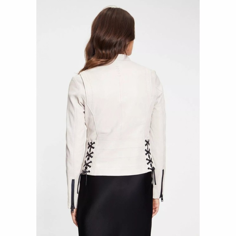 Geaca de Piele Dama Gipsy Alba G2WYara SF LASARV – IMBRACAMINTE