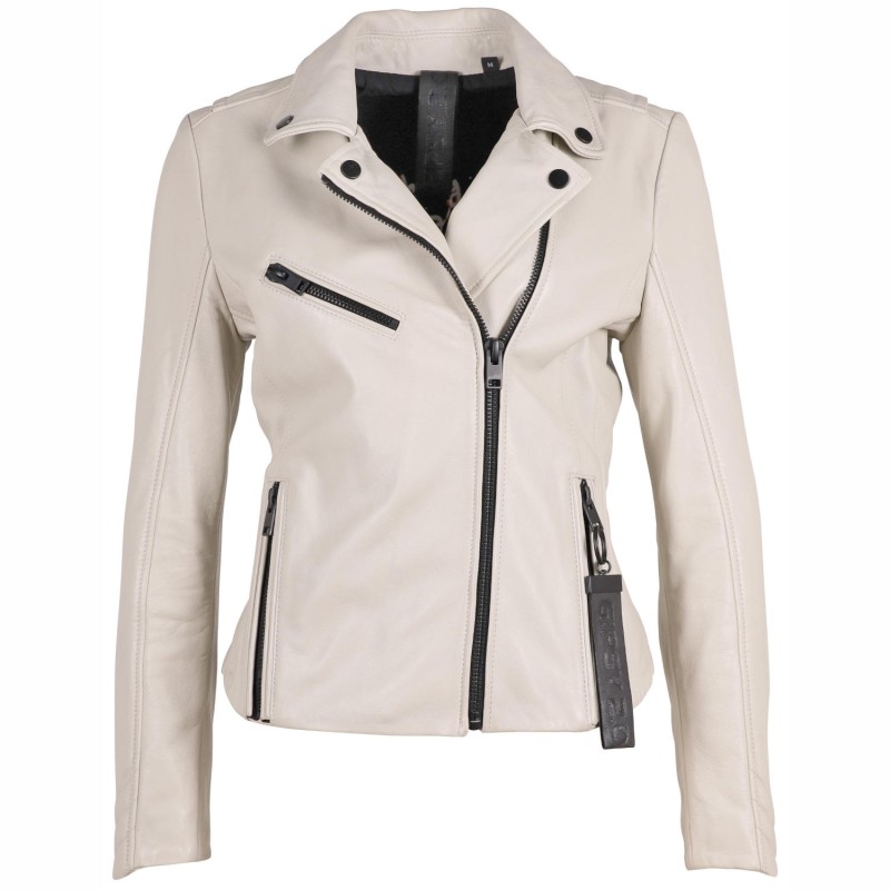 Geaca de Piele Dama Gipsy Alb Murdar G2WZane SF LAROXV – IMBRACAMINTE