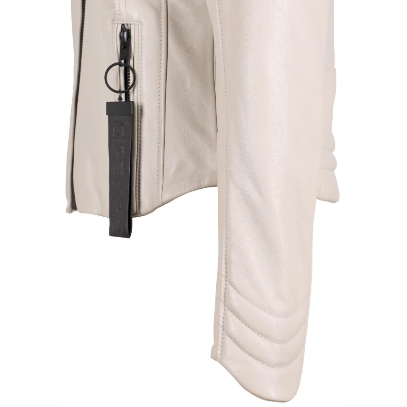 Geaca de Piele Dama Gipsy Alb Murdar G2WZane SF LAROXV – IMBRACAMINTE