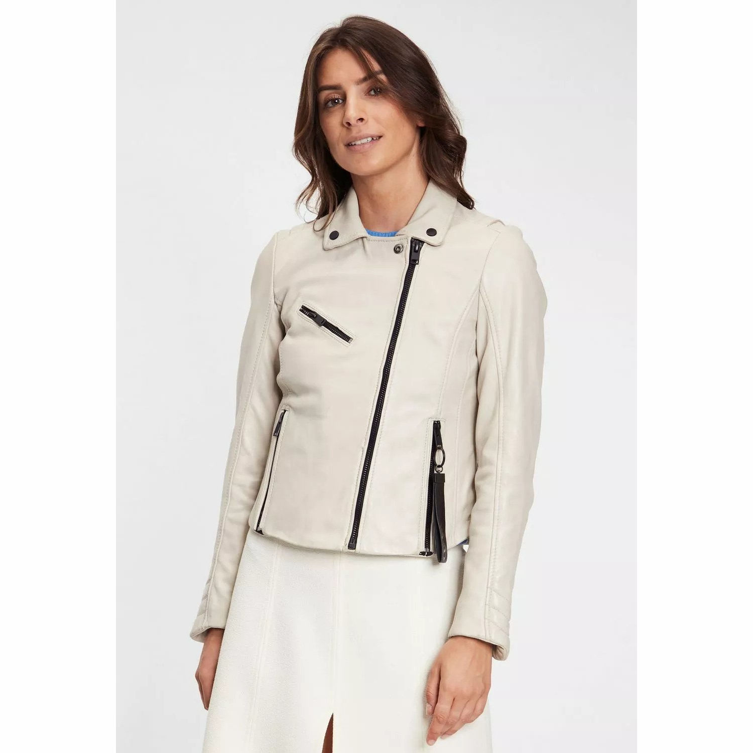 Geaca de Piele Dama Gipsy Alb Murdar G2WZane SF LAROXV – IMBRACAMINTE