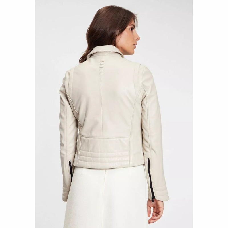 Geaca de Piele Dama Gipsy Alb Murdar G2WZane SF LAROXV – IMBRACAMINTE