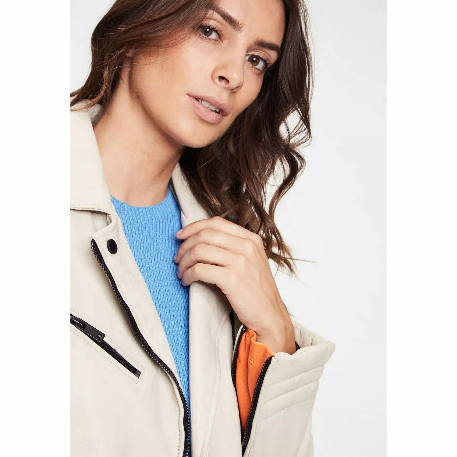 Geaca de Piele Dama Gipsy Alb Murdar G2WZane SF LAROXV – IMBRACAMINTE