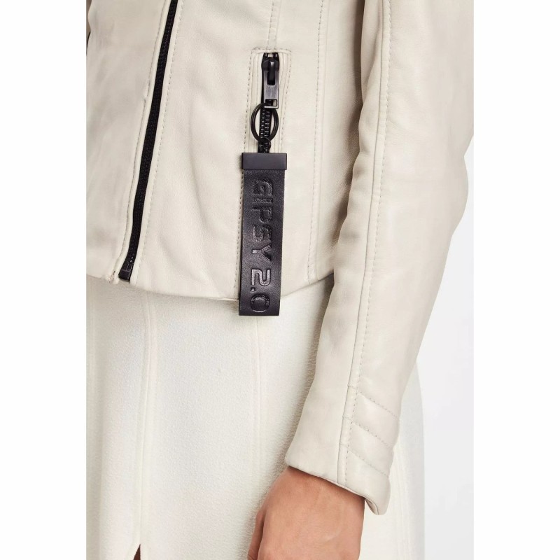 Geaca de Piele Dama Gipsy Alb Murdar G2WZane SF LAROXV – IMBRACAMINTE