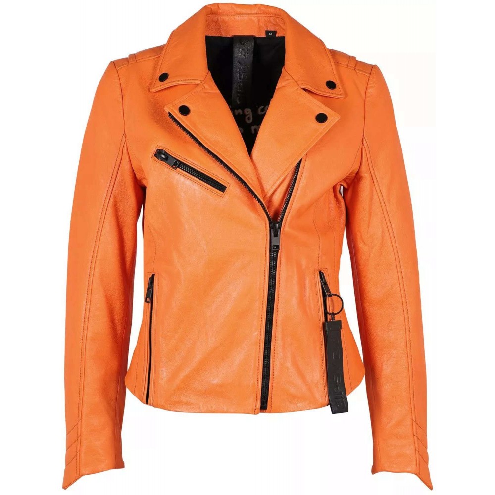 Geaca de Piele Dama Gipsy Portocalie G2WZane SF LAROXV - readytowear