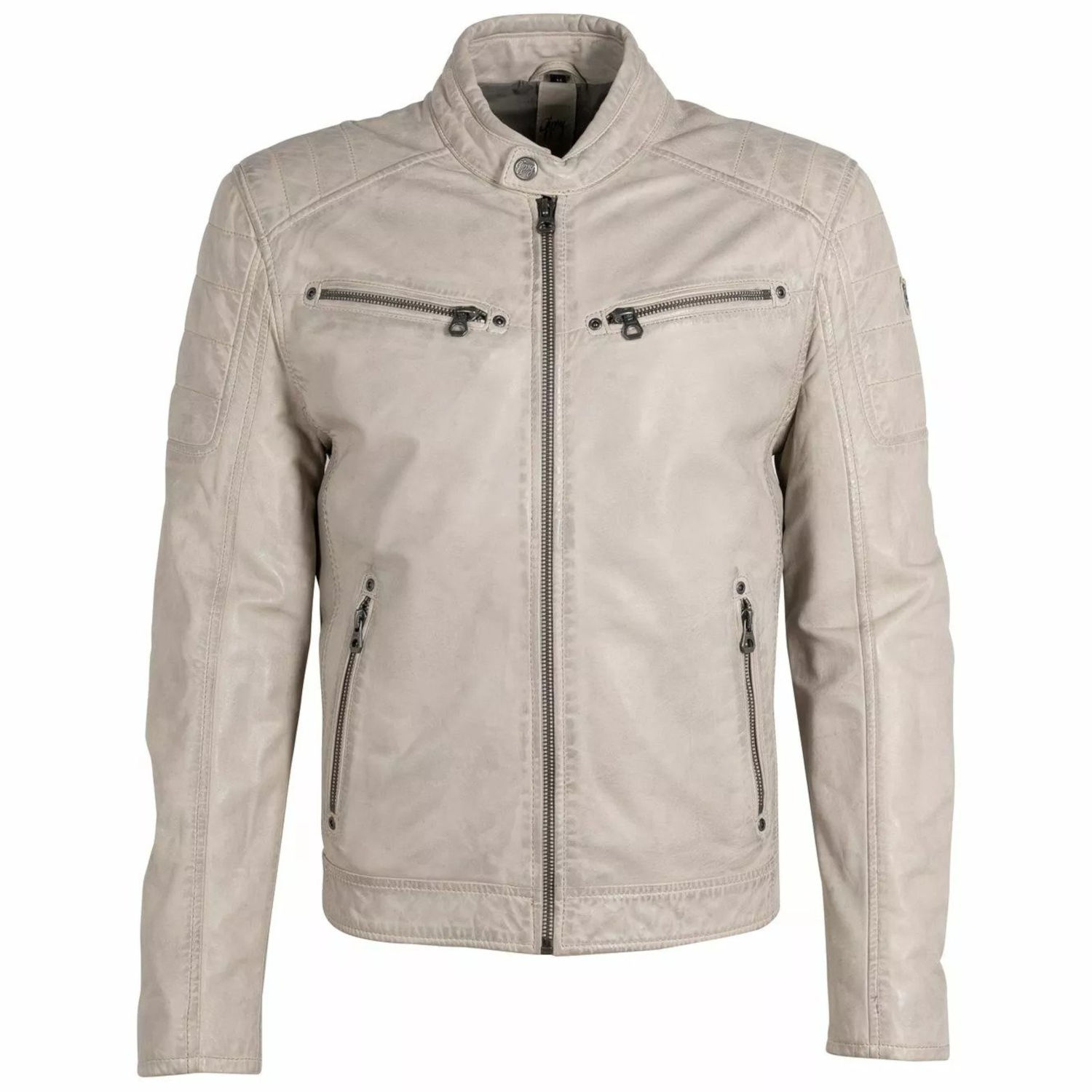 Geaca de Piele Barbati Gipsy Alb Murdar GBDerry – IMBRACAMINTE