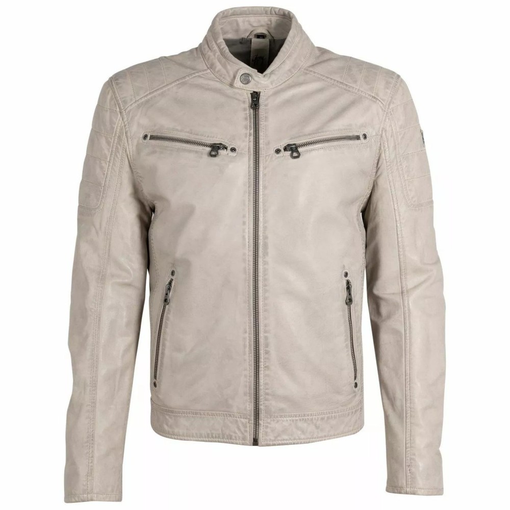 Geaca de Piele Barbati Gipsy Alb Murdar GBDerry Geaca de Piele Barbati Gipsy Alb Murdar GBDerry - readytowear