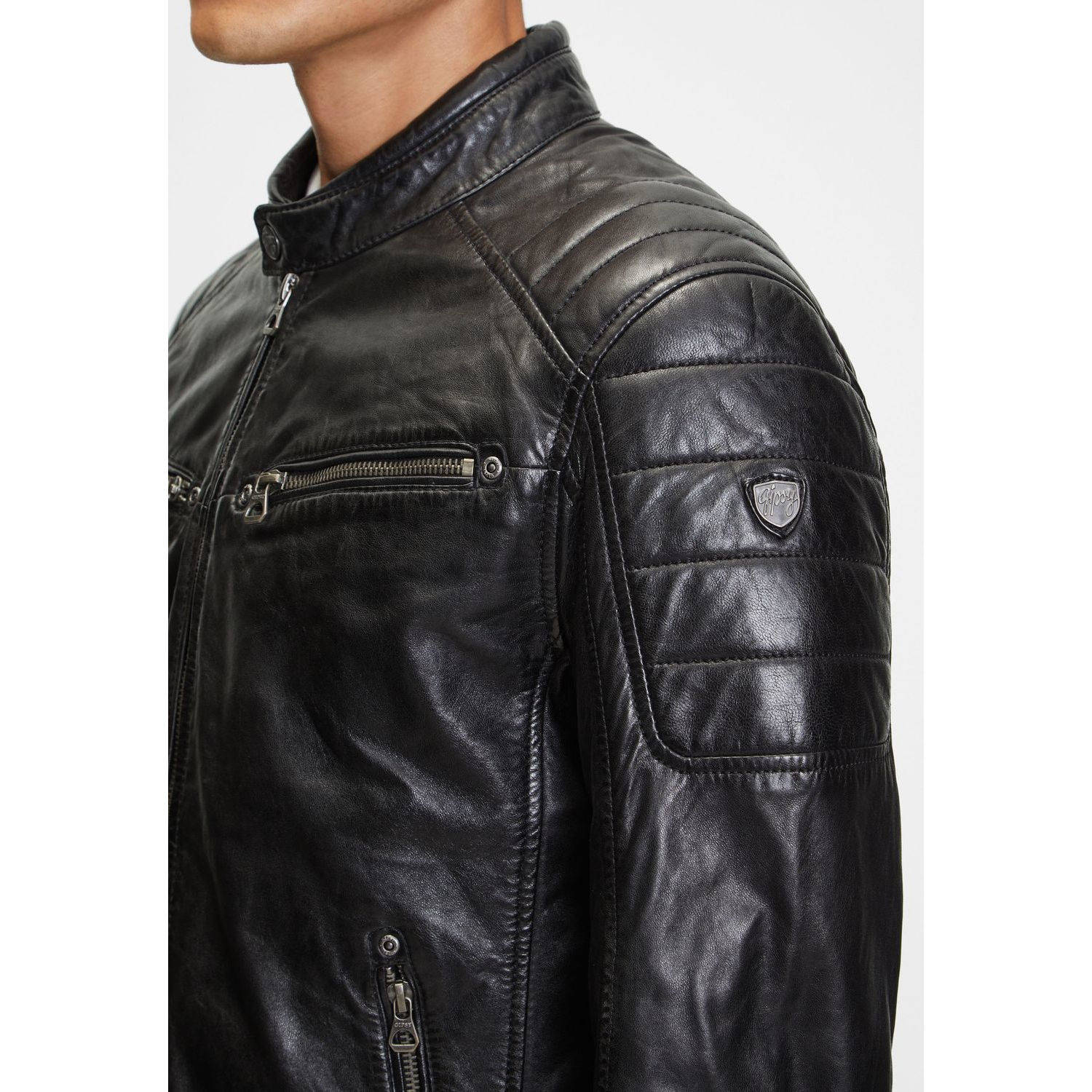 Geaca de Piele Barbati Gipsy Neagra GBDerry – Black Friday