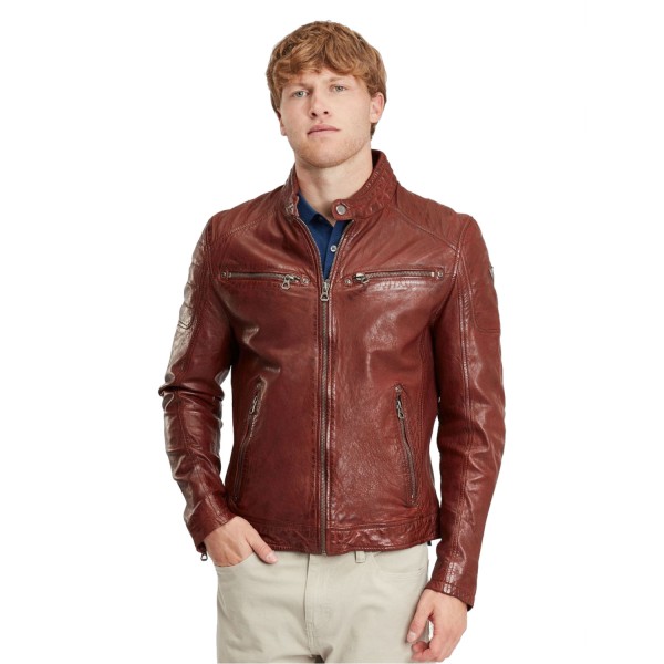 Geaca de Piele Barbati Gipsy Coniac Inchis GBDerry