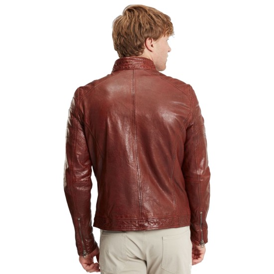 Geaca de Piele Barbati Gipsy Coniac Inchis GBDerry