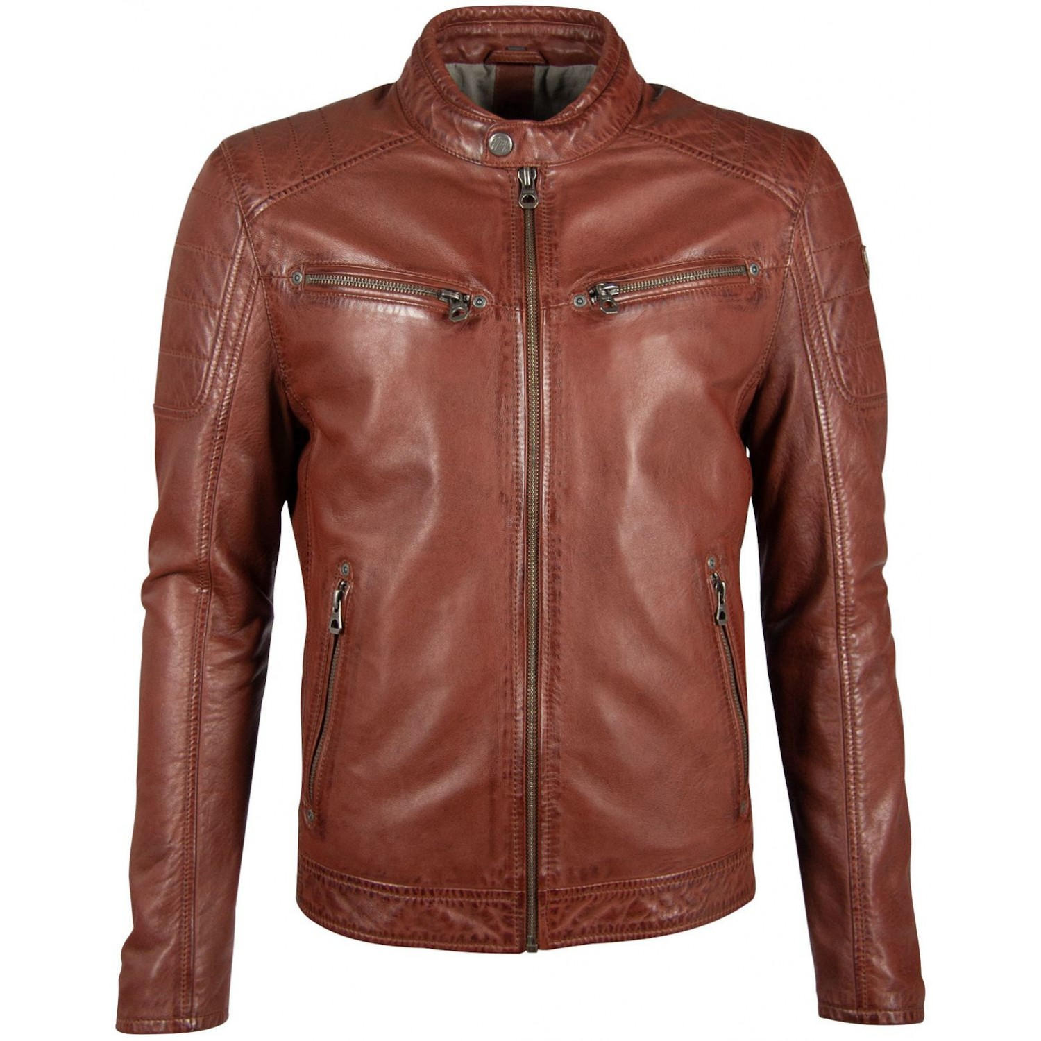 Geaca de Piele Barbati Gipsy Coniac Inchis GBDerry – Black Friday