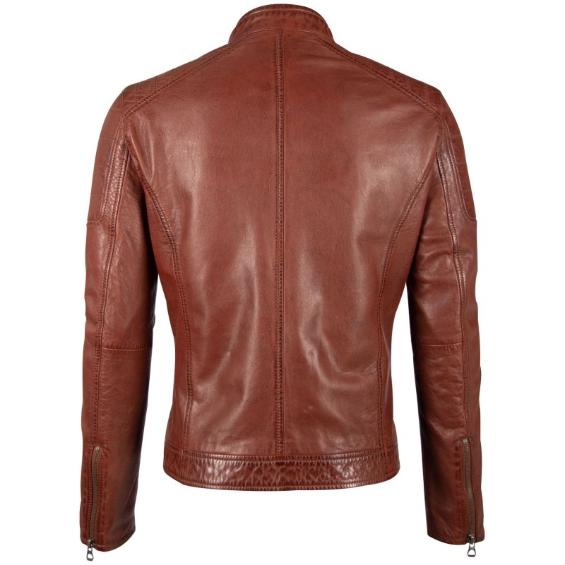 Geaca de Piele Barbati Gipsy Coniac Inchis GBDerry – Black Friday