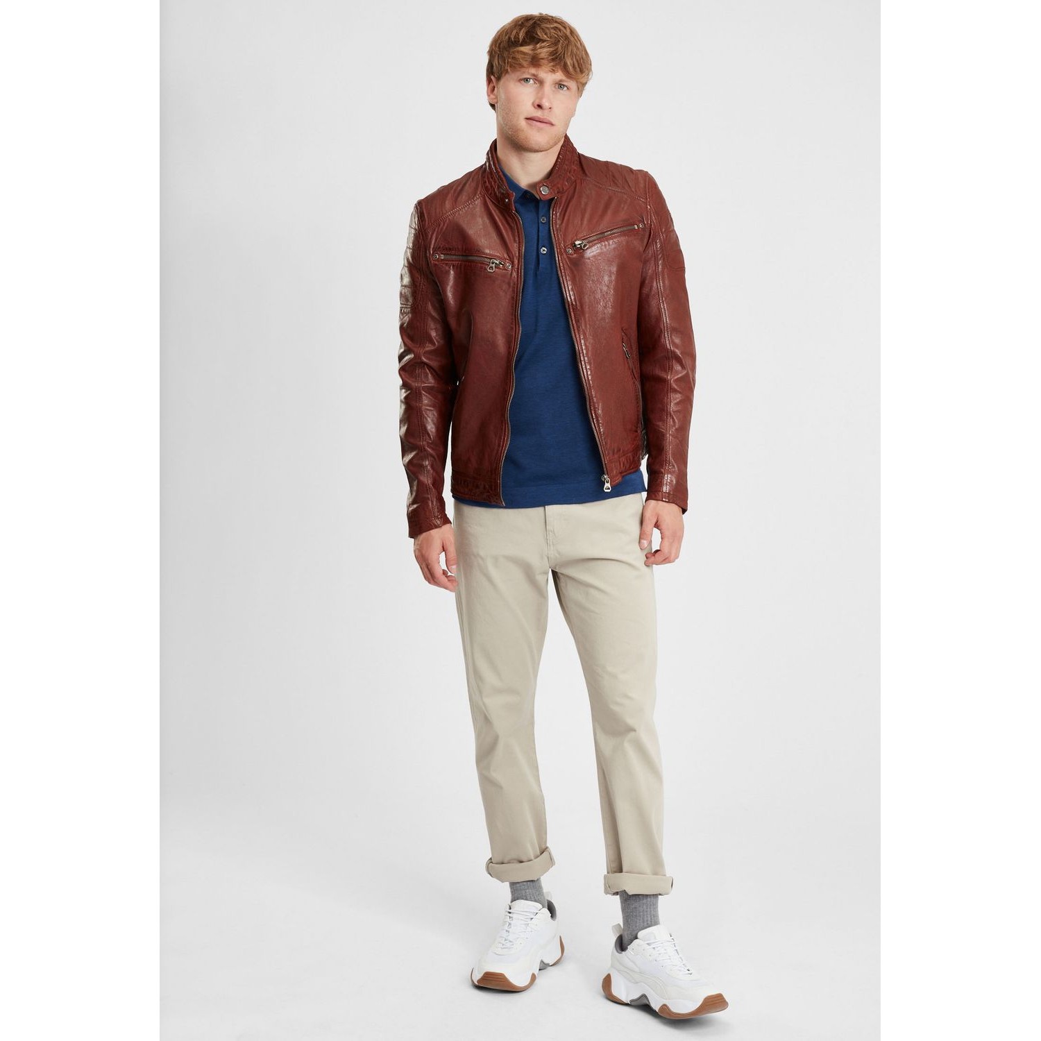 Geaca de Piele Barbati Gipsy Coniac Inchis GBDerry – Black Friday