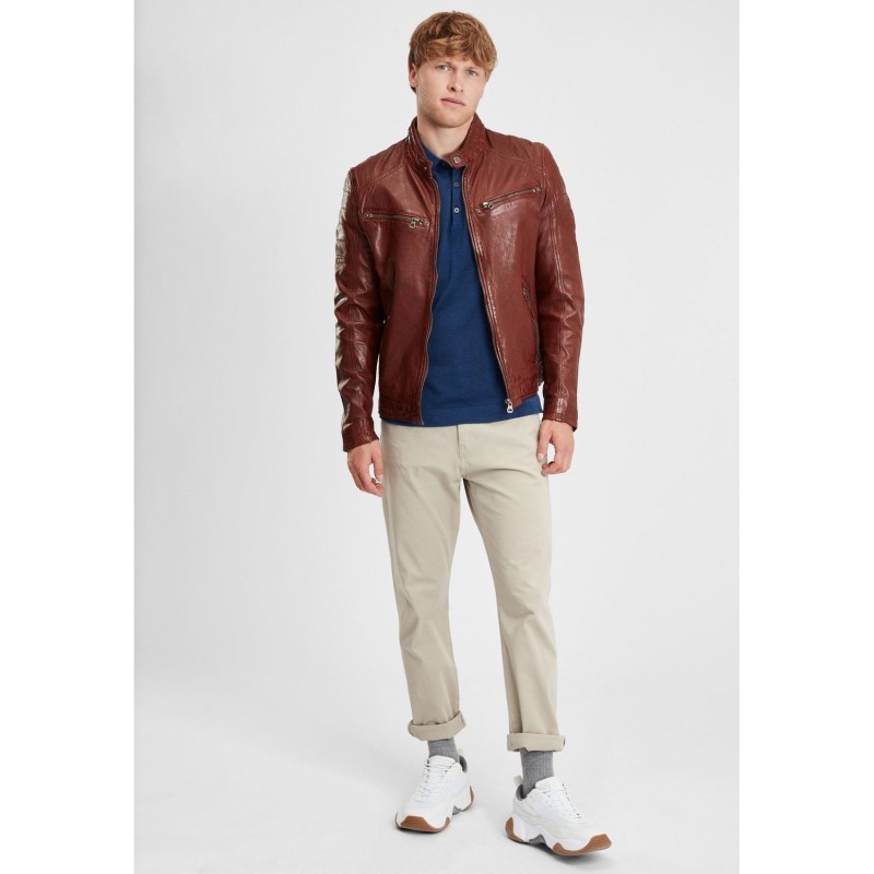 Geaca de Piele Barbati Gipsy Coniac Inchis GBDerry – Black Friday