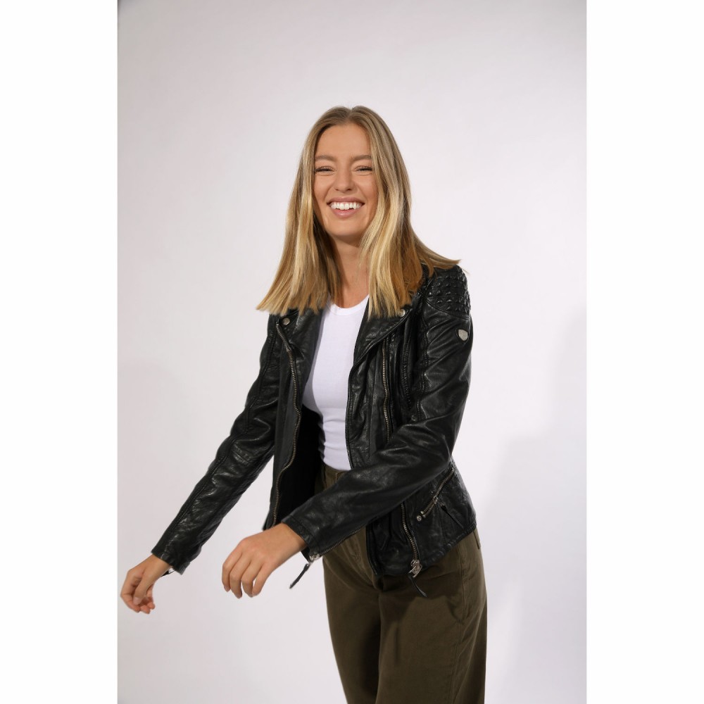 Geaca de Piele Dama Gipsy Neagra GGKinah LATEV Geaca de Piele Dama Gipsy Neagra GGKinah LATEV - readytowear.ro