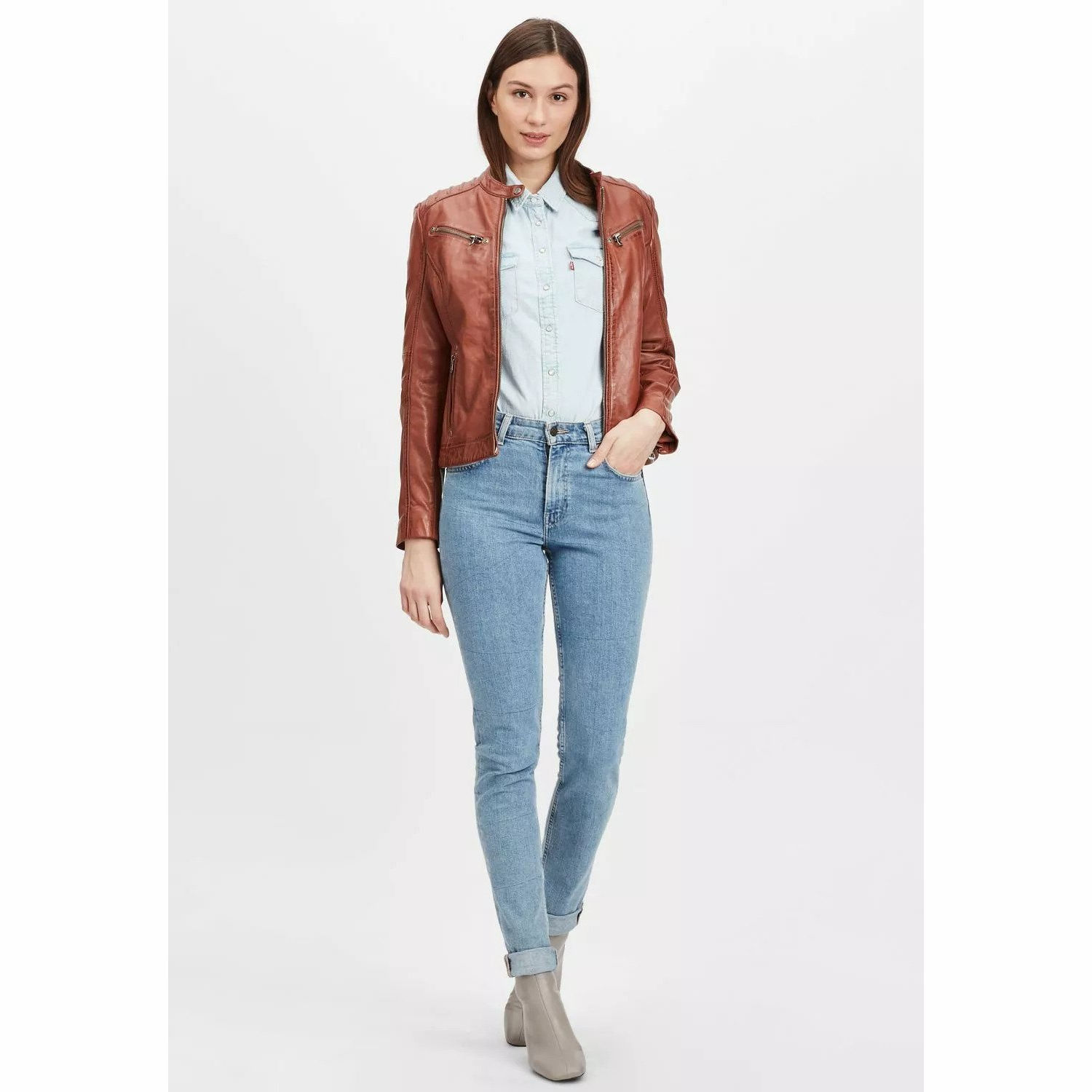 Geaca de Piele Dama Gipsy Coniac GGSalla NZLV – IMBRACAMINTE