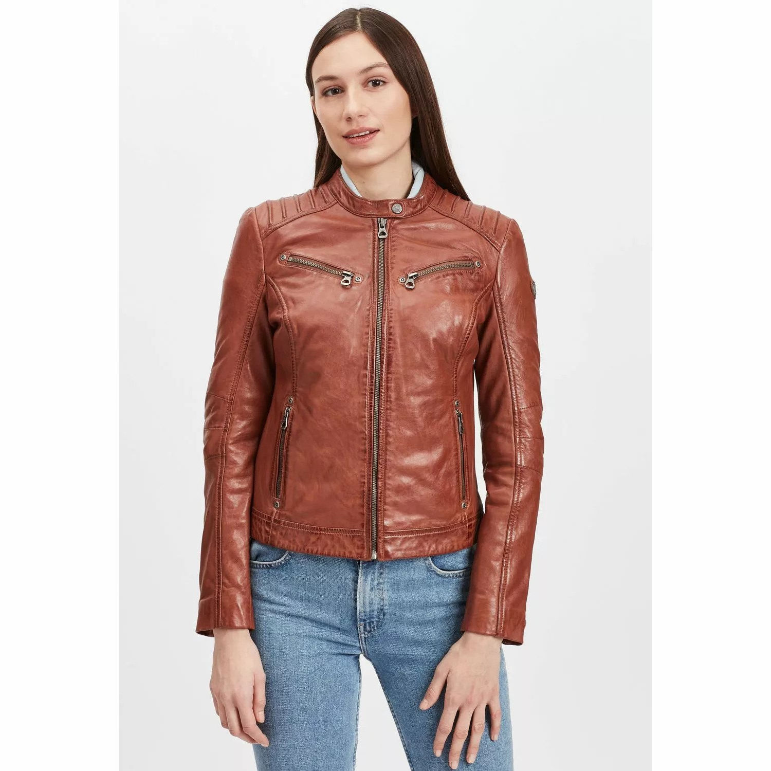 Geaca de Piele Dama Gipsy Coniac GGSalla NZLV – IMBRACAMINTE