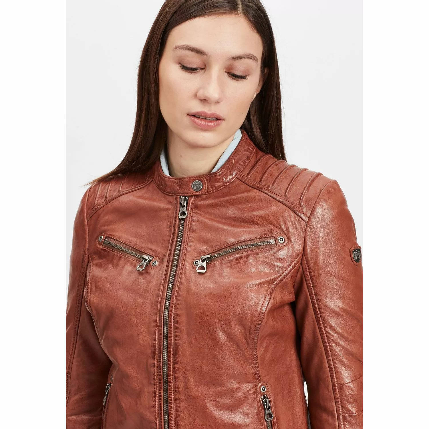 Geaca de Piele Dama Gipsy Coniac GGSalla NZLV – IMBRACAMINTE