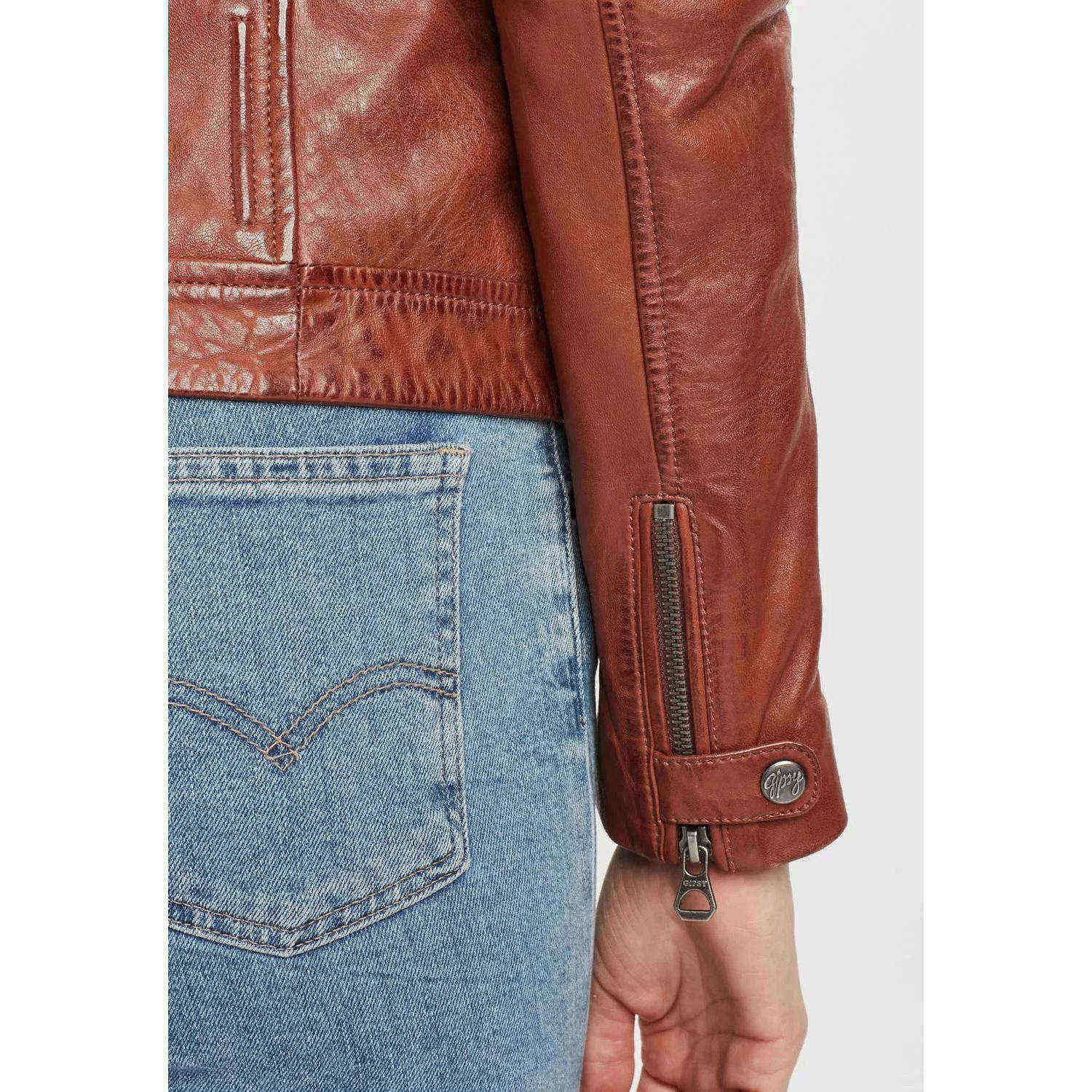 Geaca de Piele Dama Gipsy Coniac GGSalla NZLV – IMBRACAMINTE