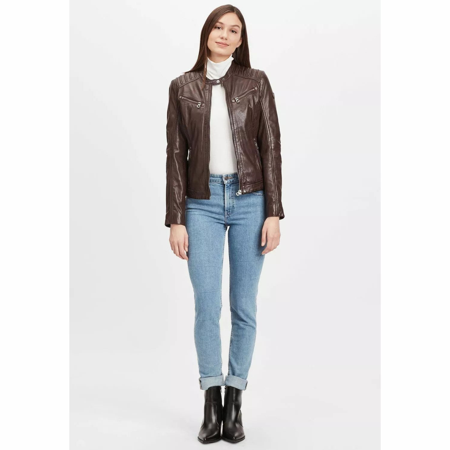 Geaca de Piele Dama Gipsy Maro Inchis GGSalla NZLV – IMBRACAMINTE