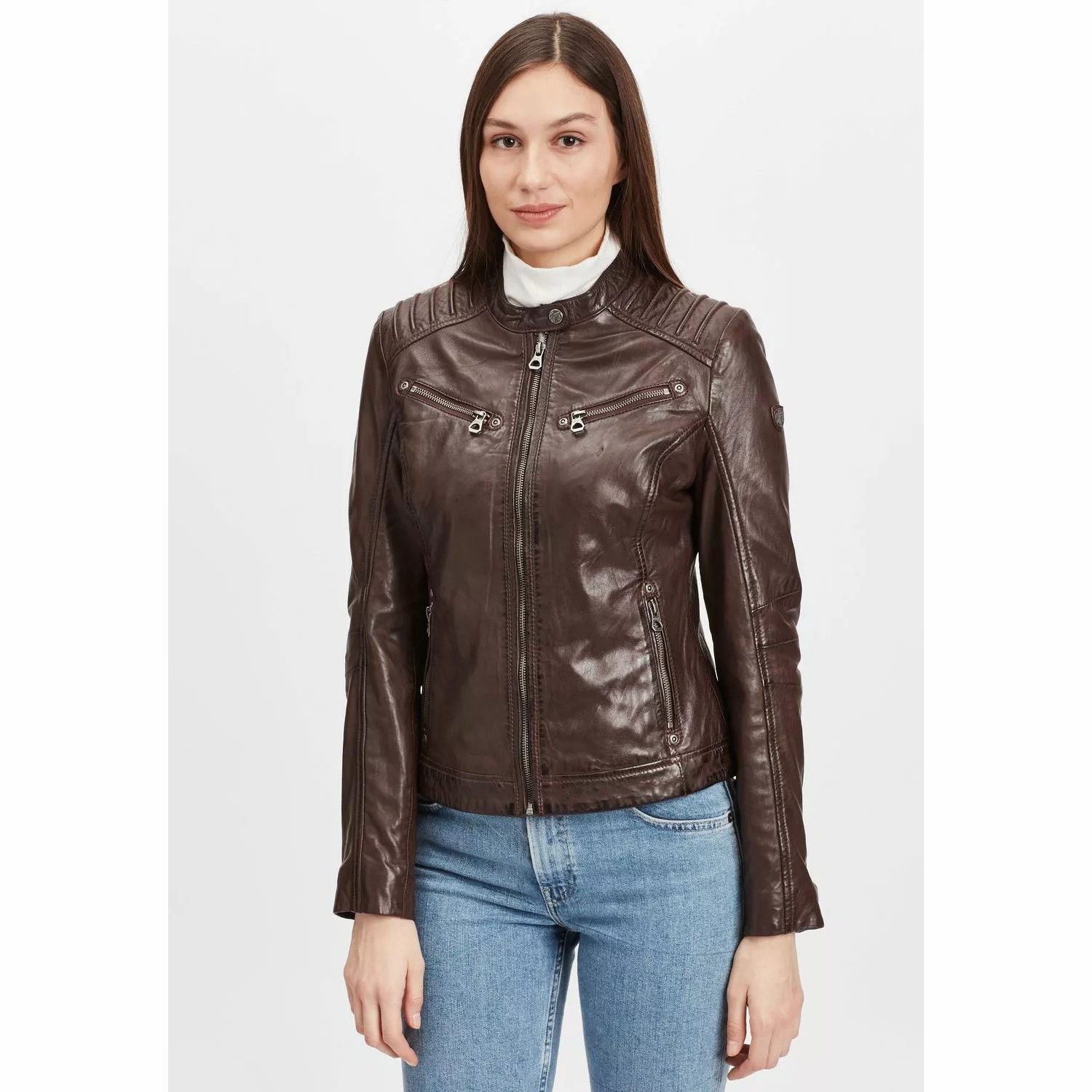 Geaca de Piele Dama Gipsy Maro Inchis GGSalla NZLV – IMBRACAMINTE