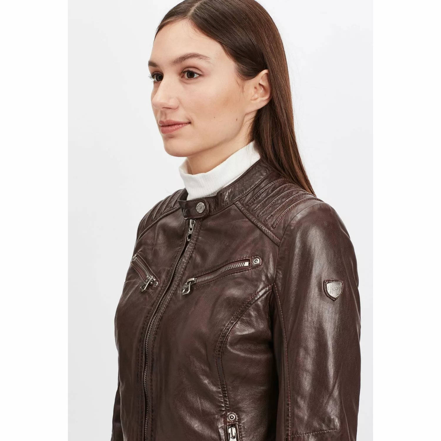 Geaca de Piele Dama Gipsy Maro Inchis GGSalla NZLV – IMBRACAMINTE