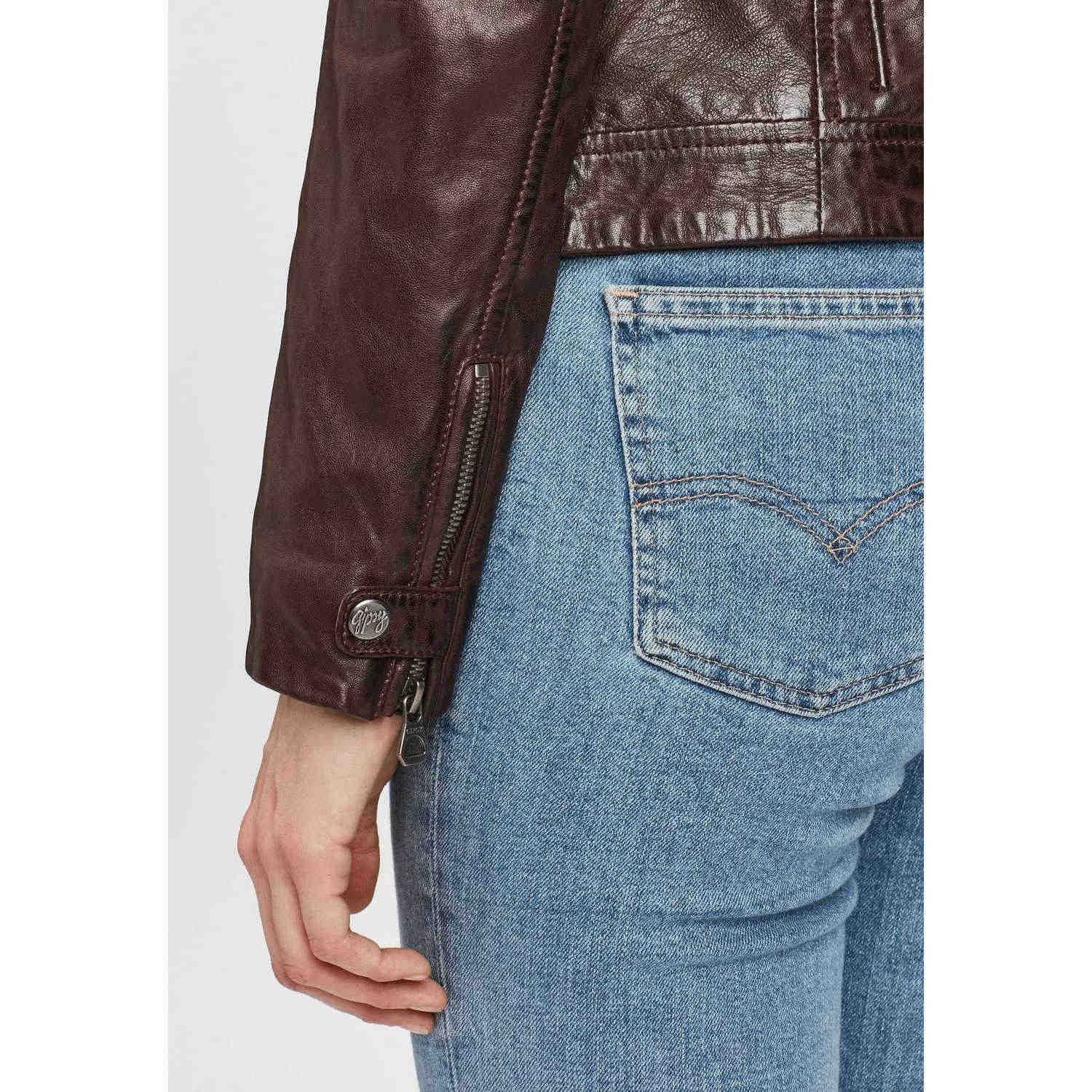 Geaca de Piele Dama Gipsy Maro Inchis GGSalla NZLV – IMBRACAMINTE