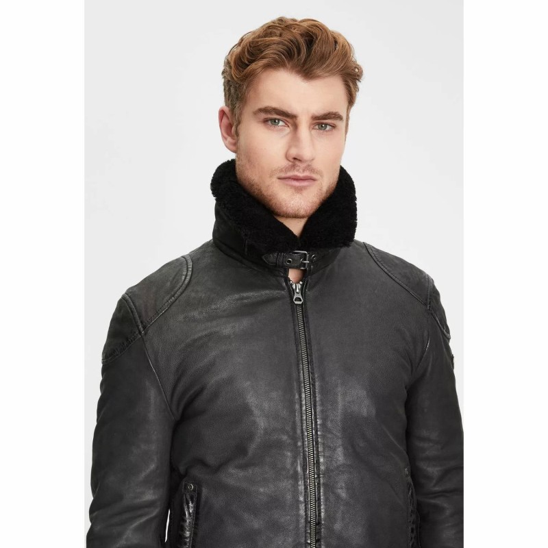 Geaca de Iarna din Piele Barbati Gipsy Neagra GMAblo – IMBRACAMINTE