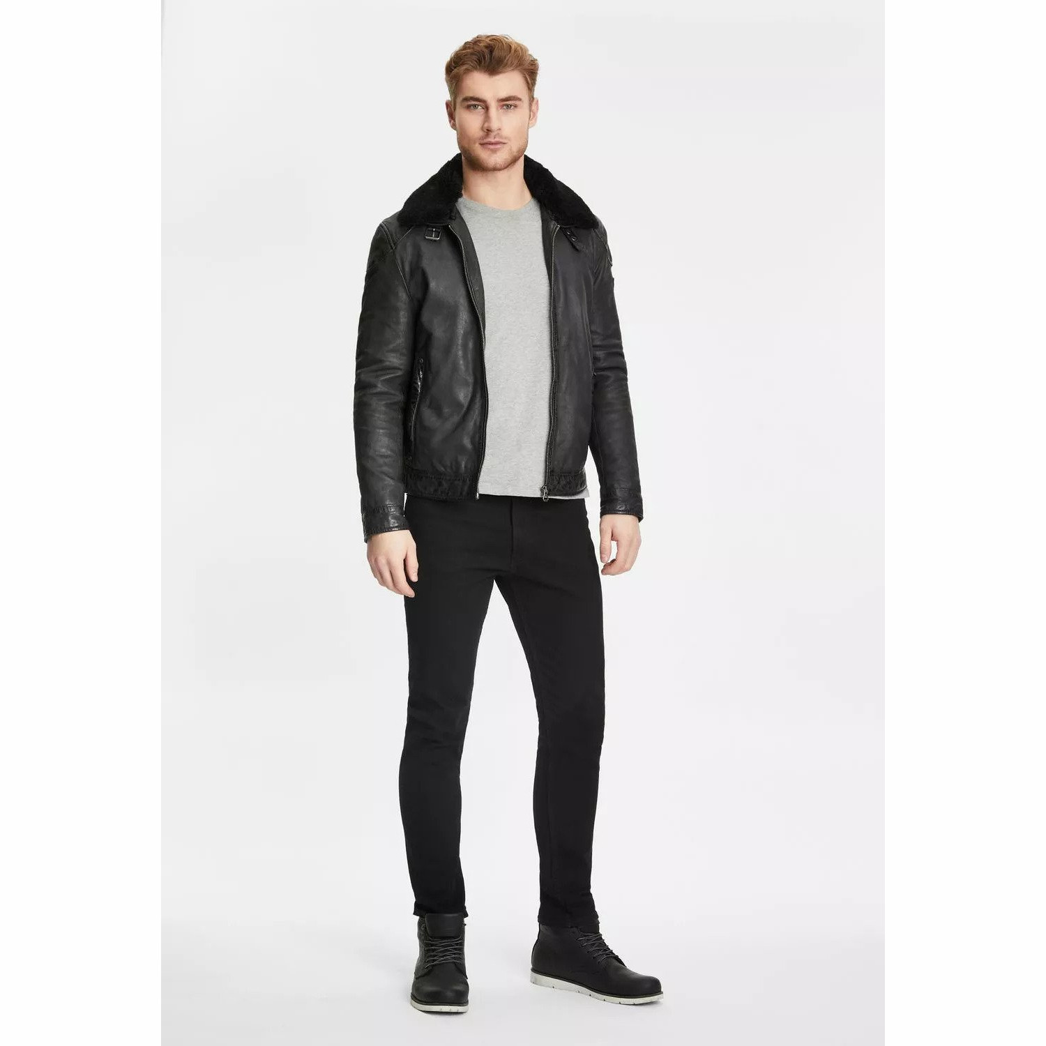 Geaca de Iarna din Piele Barbati Gipsy Neagra GMAblo – Black Friday