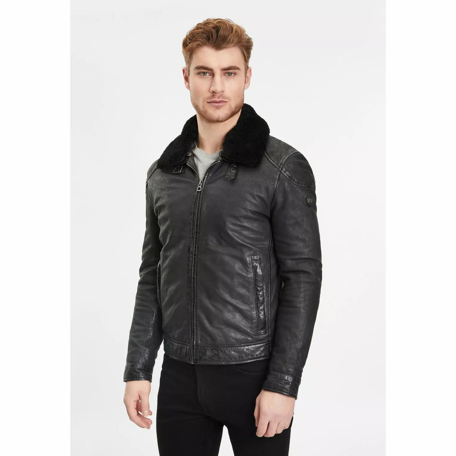 Geaca de Iarna din Piele Barbati Gipsy Neagra GMAblo – Black Friday