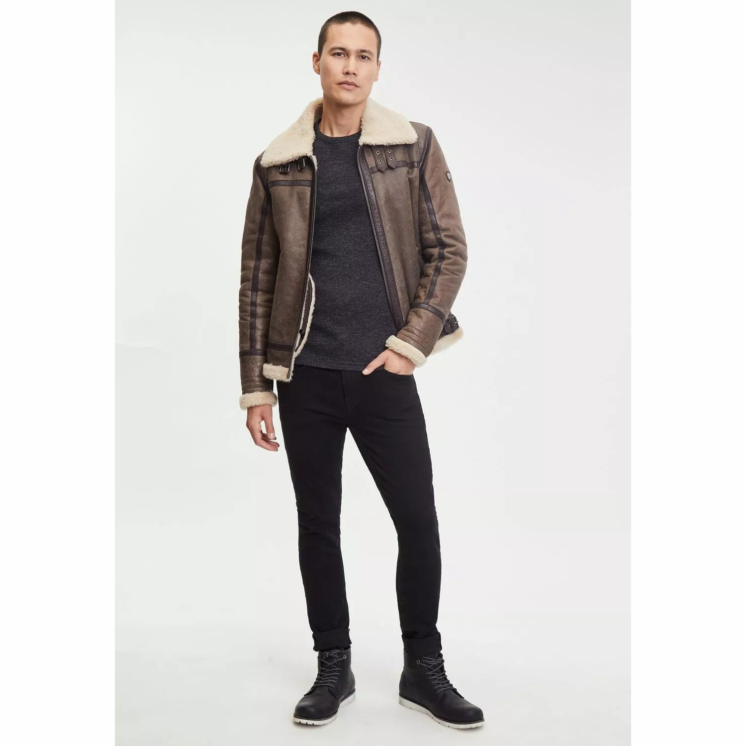 Cojoc de Piele si Blana Naturala Barbati Gipsy Maro Inchis GMAirforce 2 – IMBRACAMINTE Cojoc de Piele si Blana Naturala Barbati Gipsy Maro Inchis GMAirforce 2 – IMBRACAMINTE