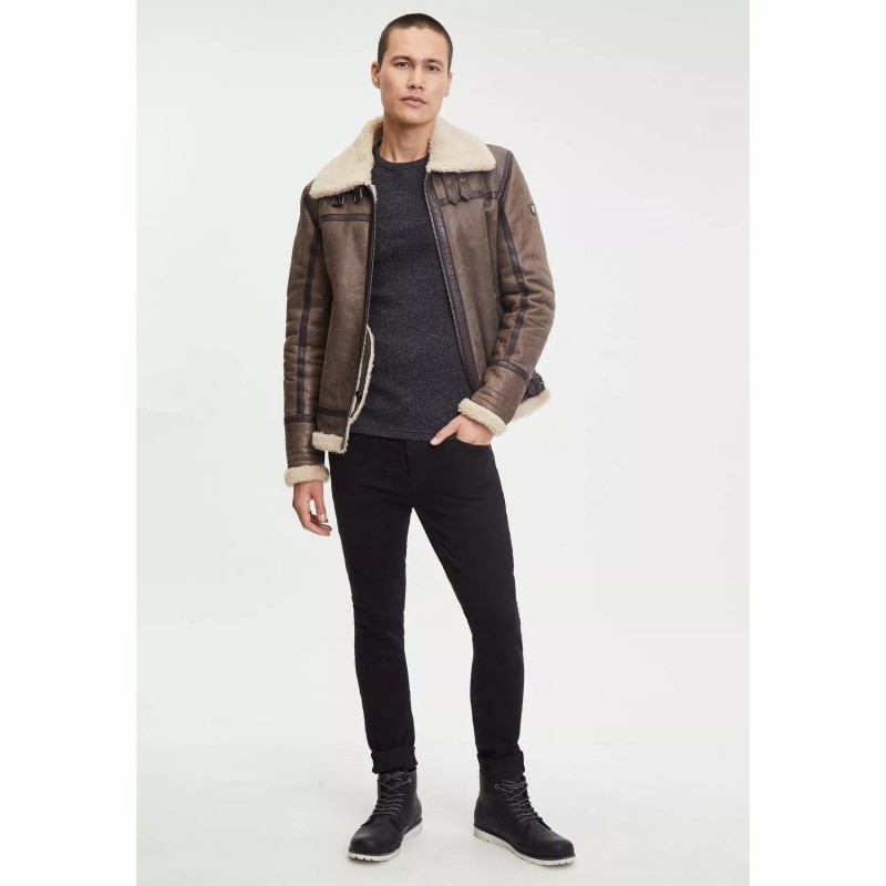 Cojoc de Piele si Blana Naturala Barbati Gipsy Maro Inchis GMAirforce 2 – IMBRACAMINTE