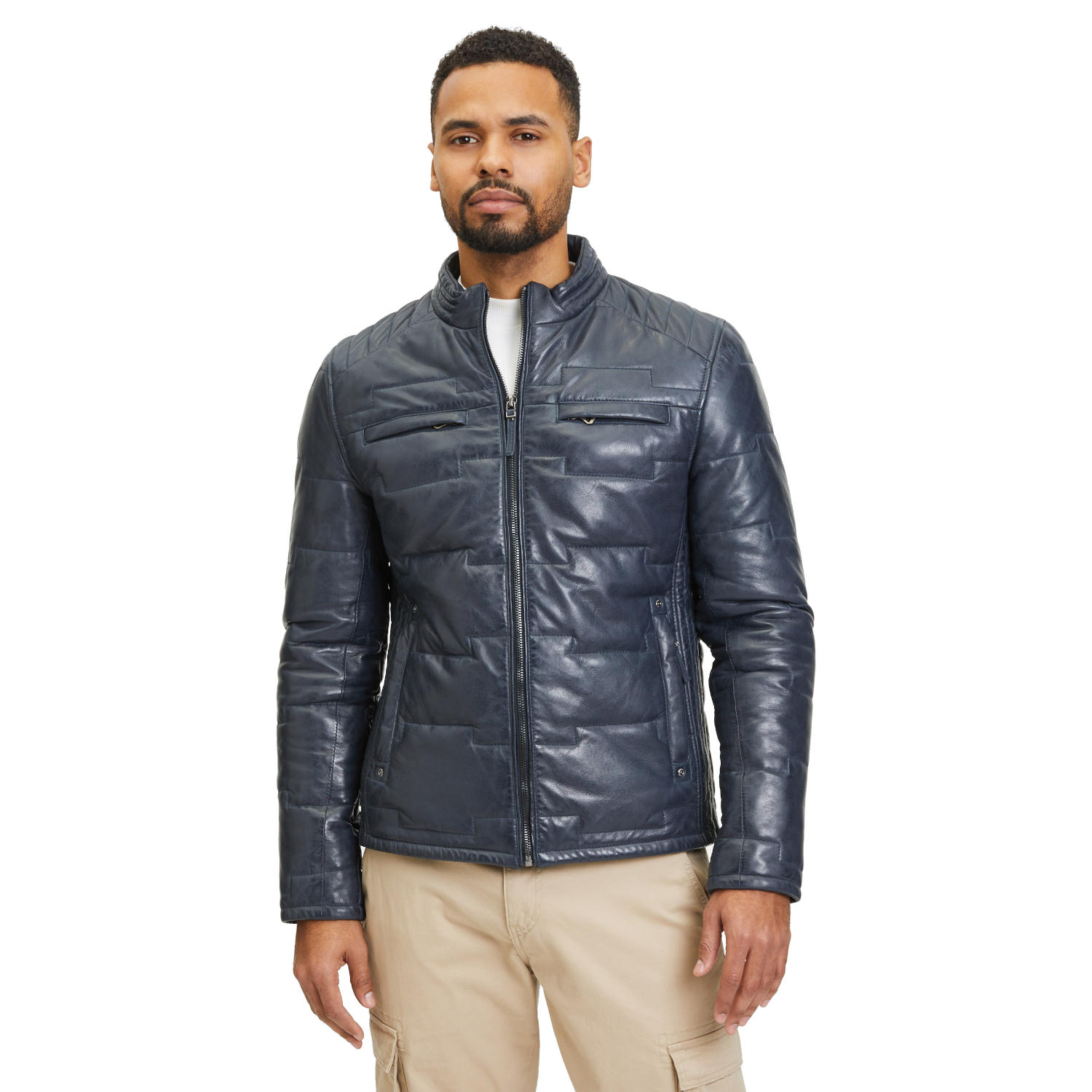 Geaca de Iarna din Piele Barbati Gipsy Bleumarin/Negru GMAplin – Black Friday