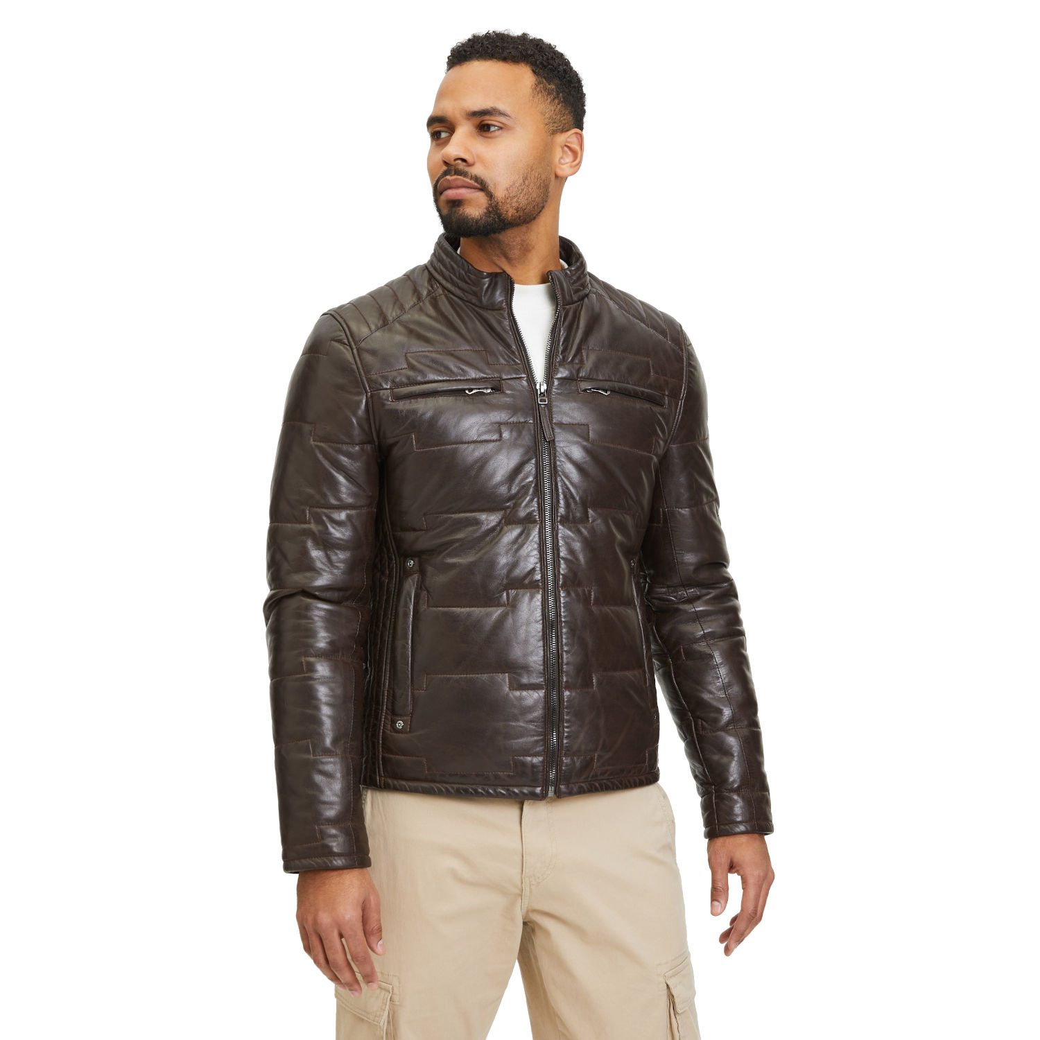 Geaca de Iarna din Piele Barbati Gipsy Castanie GMAplin – Black Friday