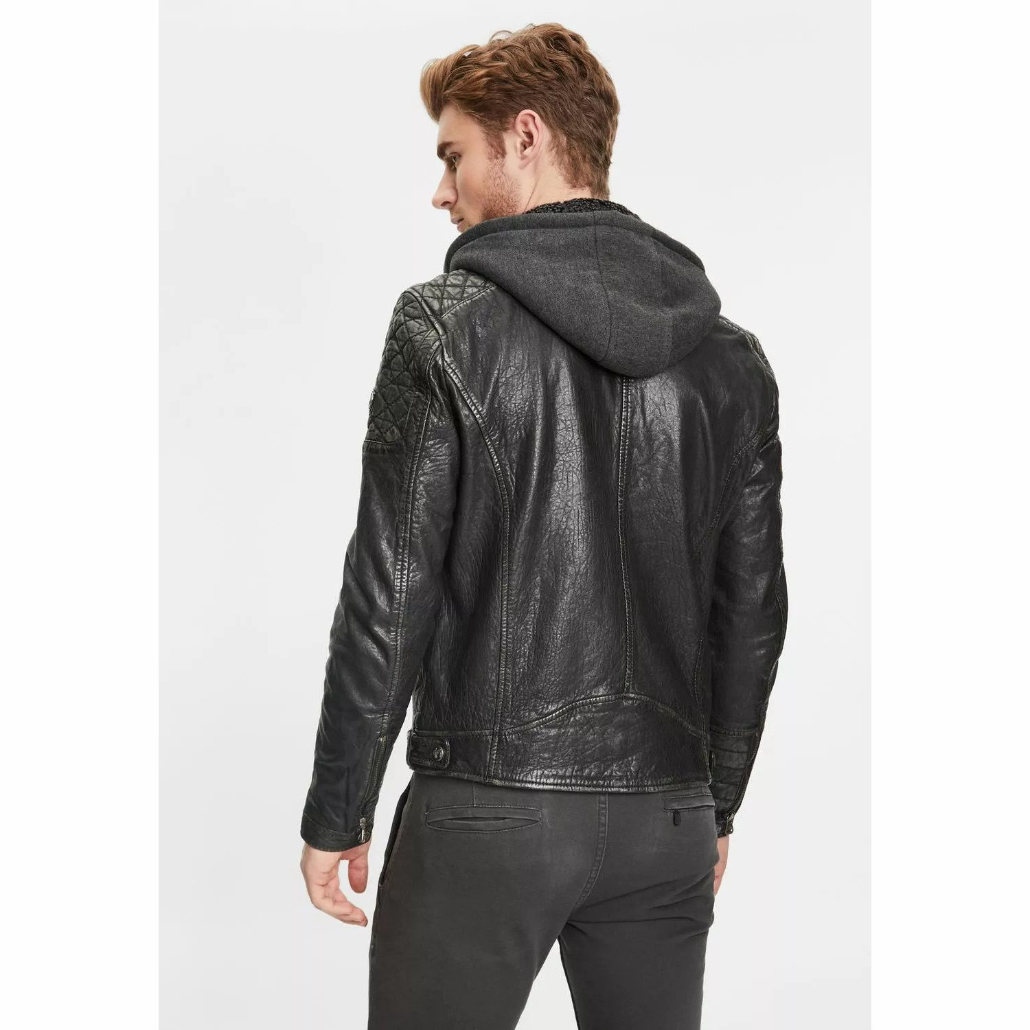 Geaca de Piele Barbati Gipsy Negru Antic GMBako LAROV – Black Friday