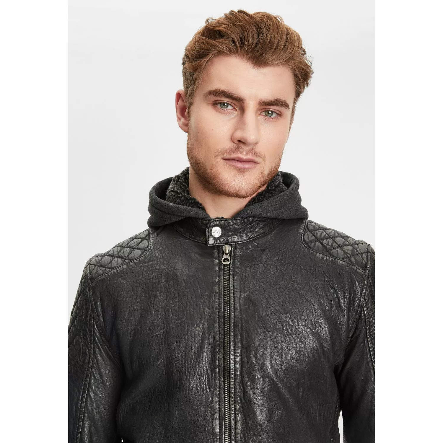 Geaca de Piele Barbati Gipsy Negru Antic GMBako LAROV – Black Friday