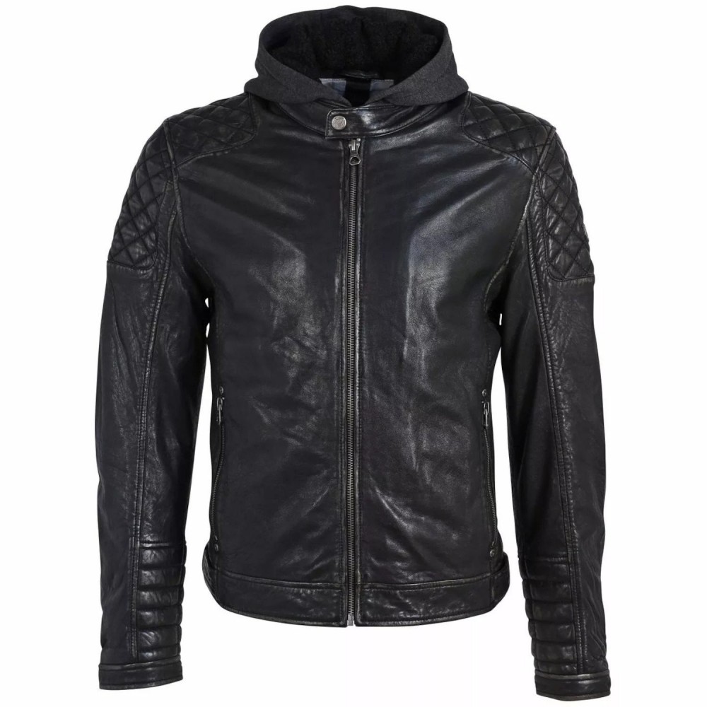 Geaca de Piele Barbati Gipsy Negru Antic GMBako - readytowear