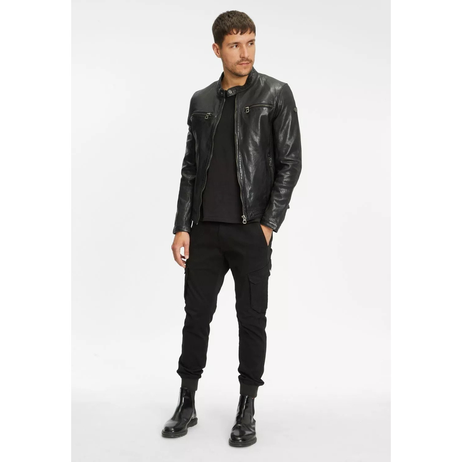 Geaca de Piele Barbati Gipsy Neagra GMBalton – Black Friday