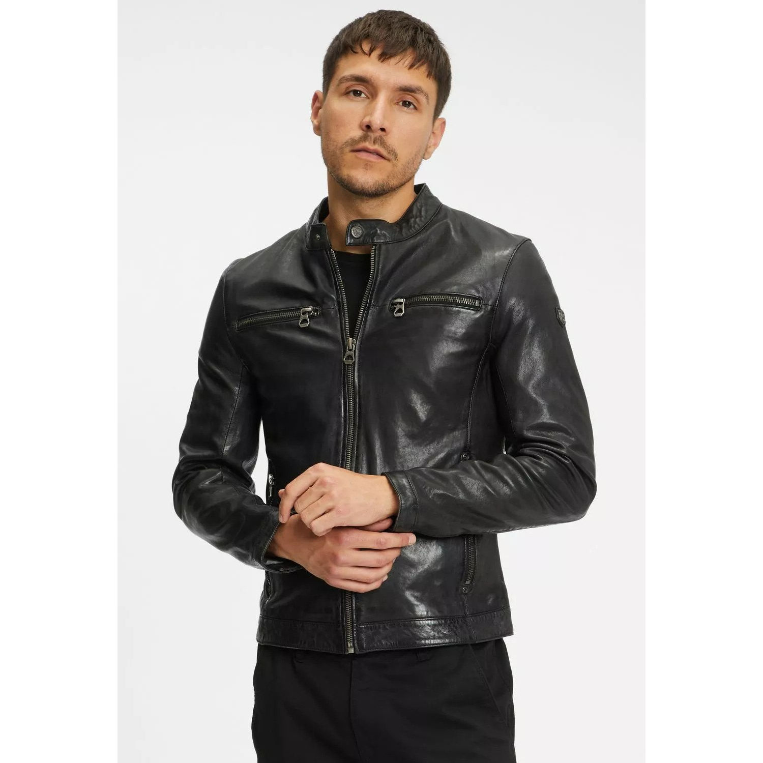 Geaca de Piele Barbati Gipsy Neagra GMBalton – Black Friday