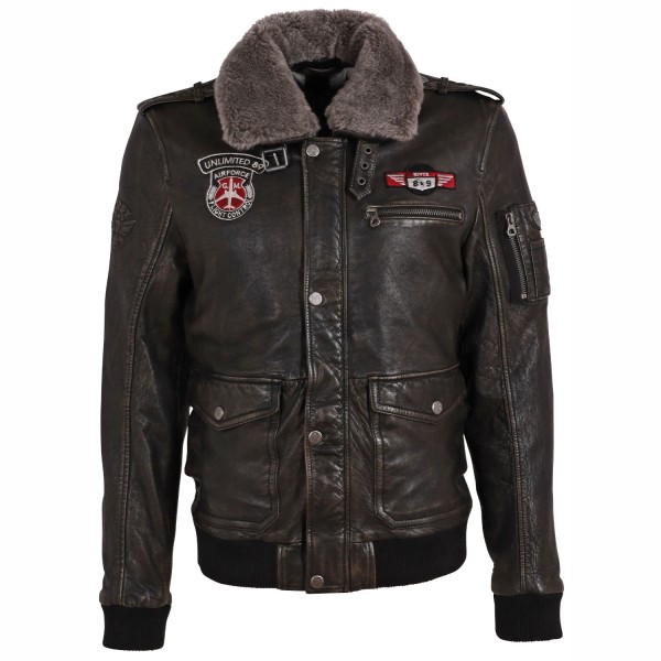 Geaca de Piele Barbati Gipsy Negru Antic GMBandon LAMOV W – Black Friday — fotografia 1