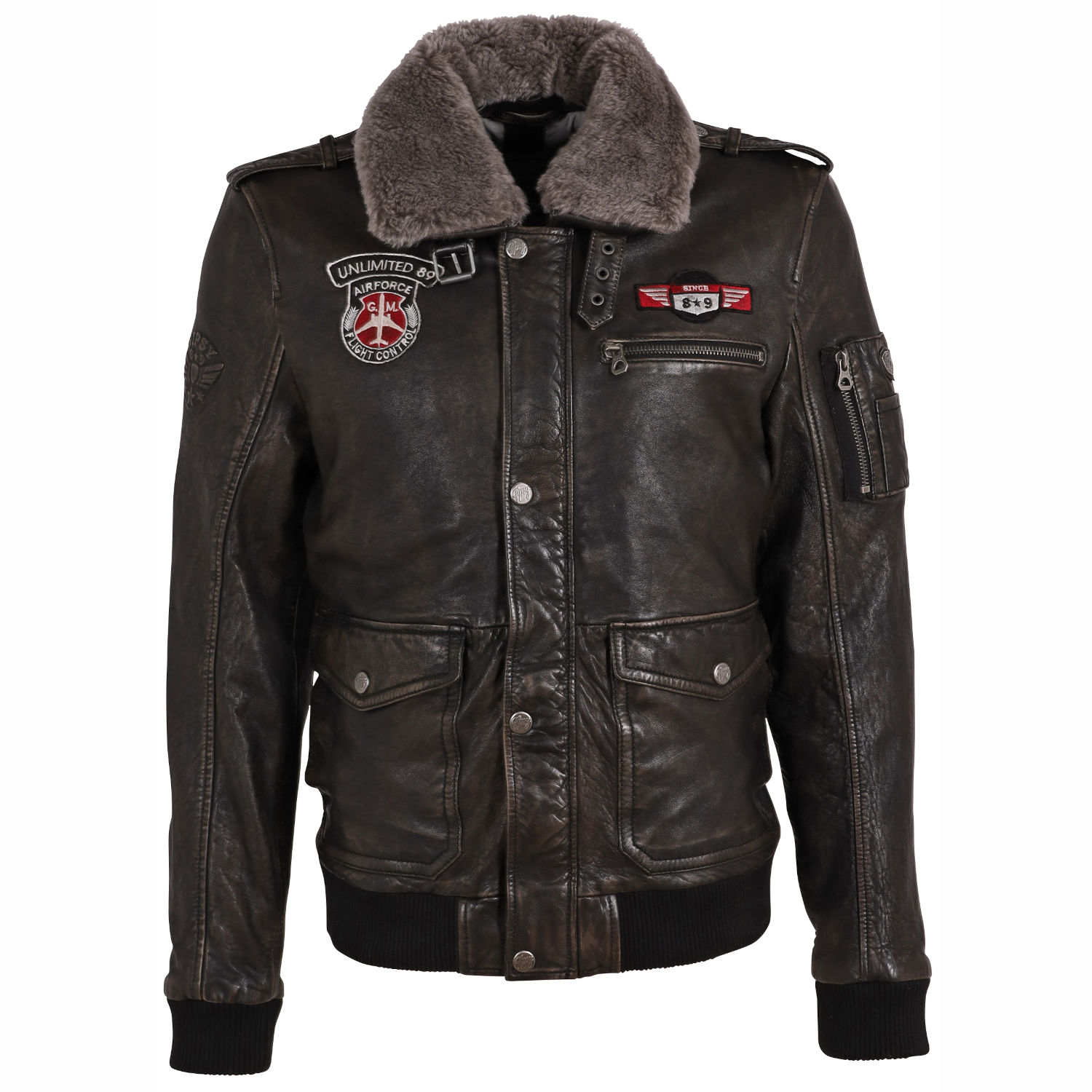 Geaca de Piele Barbati Gipsy Negru Antic GMBandon LAMOV W – Black Friday