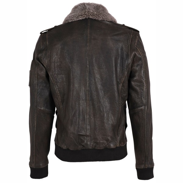Geaca de Piele Barbati Gipsy Negru Antic GMBandon LAMOV W – Black Friday — fotografia 2