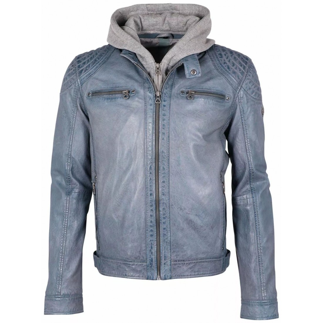 Geaca de Piele Barbati Gipsy Albastru Deschis GMBarlo LONTV – IMBRACAMINTE
