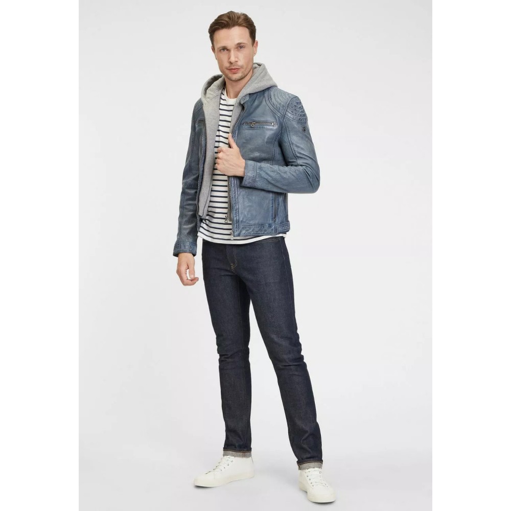 Geaca de Piele Barbati Gipsy Albastru Deschis GMBarlo LONTV geci de piele - readytowear.ro