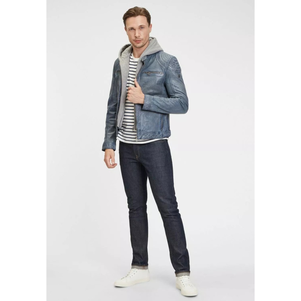 Geaca de Piele Barbati Gipsy Albastru Deschis GMBarlo LONTV – IMBRACAMINTE